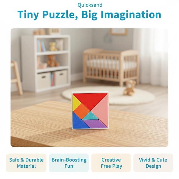 Dockhus Mini Tangram Pusselset Simulering Färgglad Byggnad
