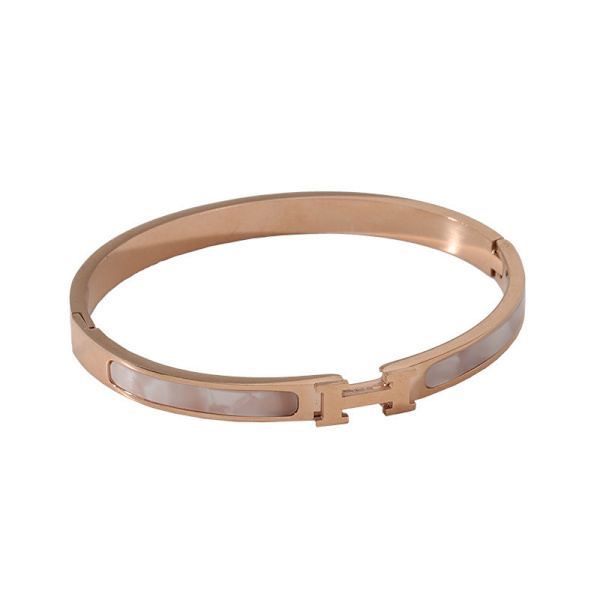 Titanstål H bokstavsarmband Fashion Shell Light Luxury Wri Rose Gold