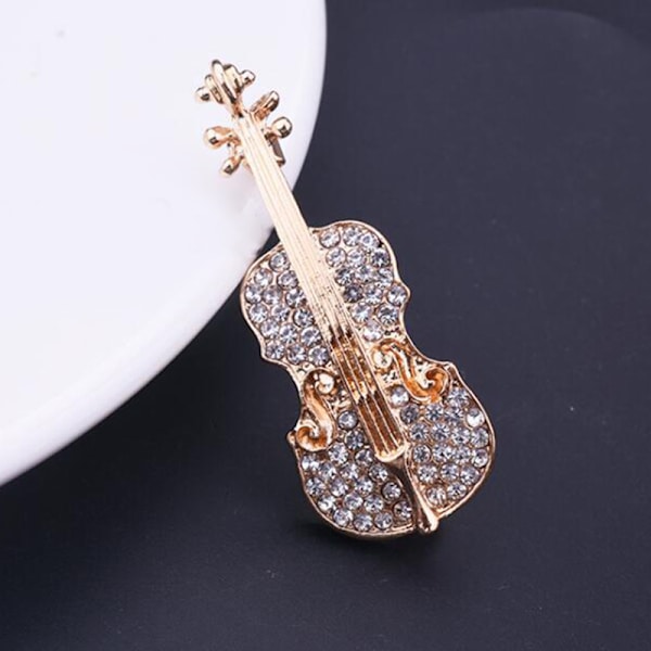 Mote fiolin Rhinestone skinnende brosje for kvinner klær Access Silver