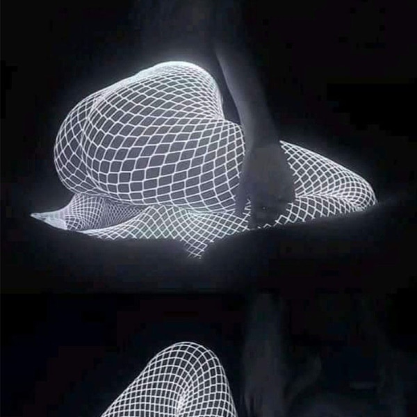 Sexede kvinder Lysende netstrømper Glow in the Dark Fiskenet White