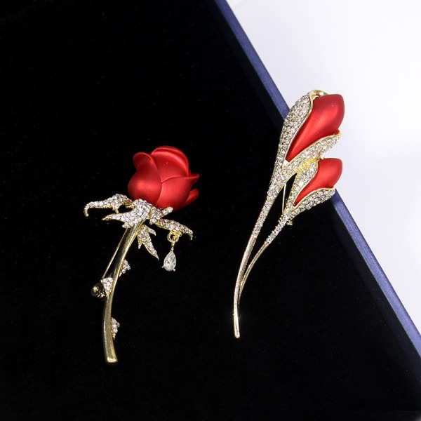 Mode Elegant Rhinestone Rose Flower Broscher Lapel Pins Jewe A8