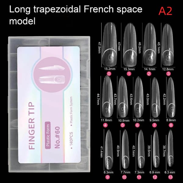 140 stk. doble former negletupper negleform stilette negleforlengelse T A2