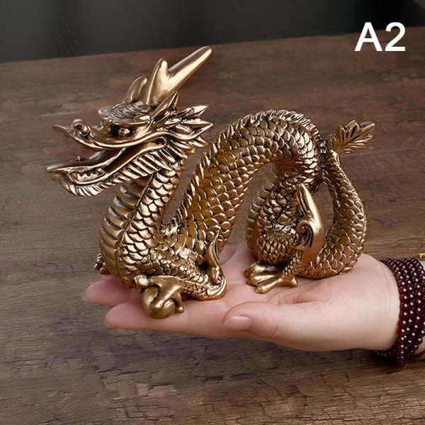 Hyväntekevä lohikäärmepatsaan hartsiveistos Feng Shui -koristelu Bronze