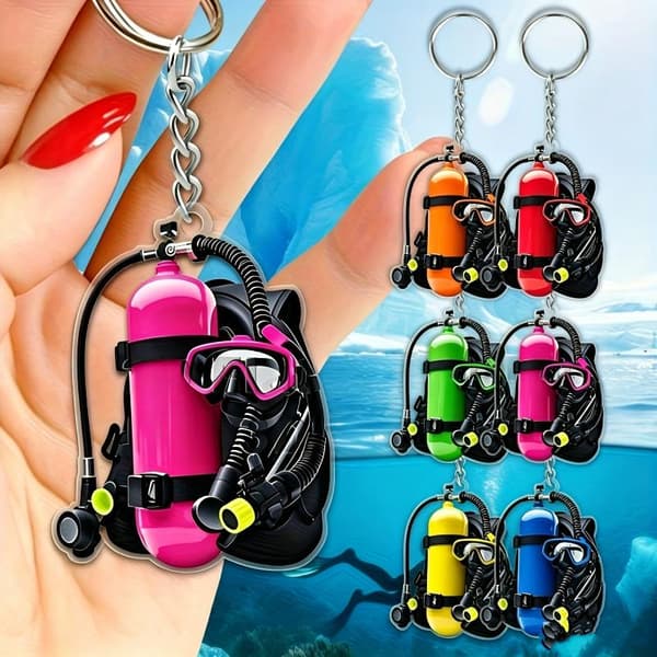 2D Flad Akryl Kreativ Simulation Dykkerudstyr Nøglering F A6