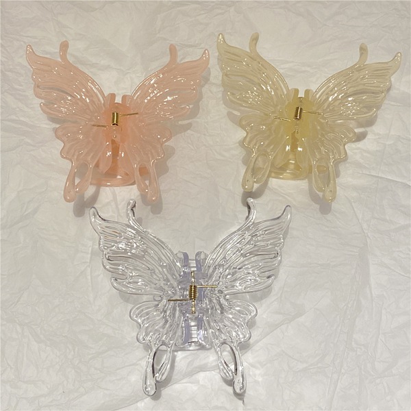 Mote Butterfly Hårklemme Bakhodet Hårnål Shark Clip Kvinner Clear