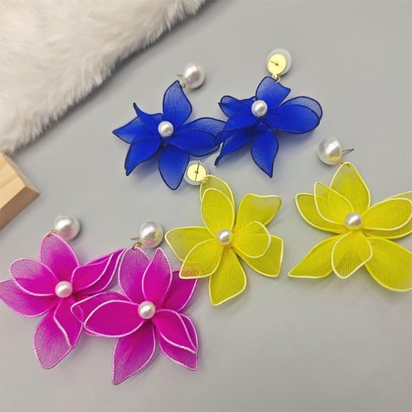 1 par temperament överdrivna imiterade pärlor stor blomma penna A5