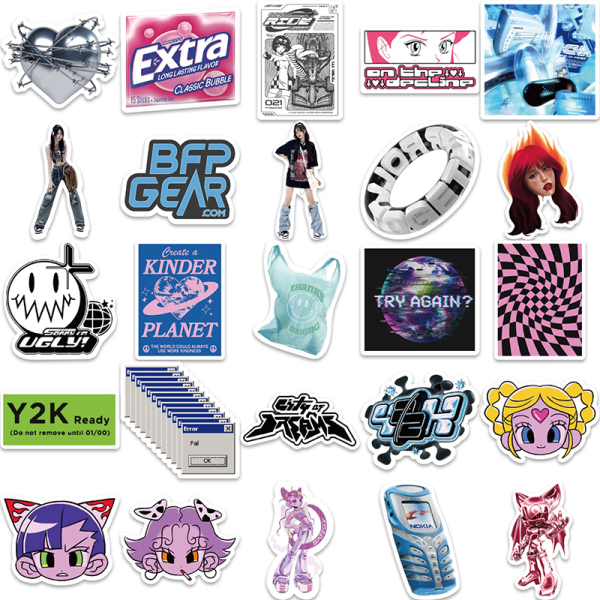 53PCS Y2K Girls e Estetisk Dekal Dagbok Motorcykel Laptop Skrot