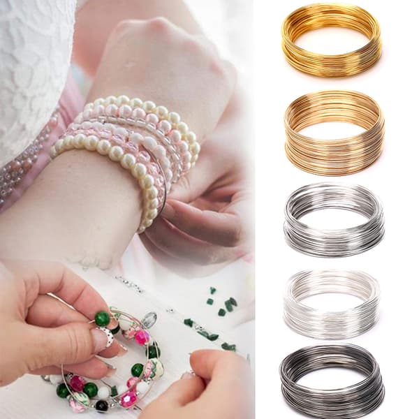100 sirkler 0,6 mm Stål Memory Wire For Beading Bangle Armbånd Rose Gold