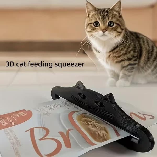 Kattgodis Flytande Våtfoder Dispenser Katt Huvud Extruder Klämmare Blue L