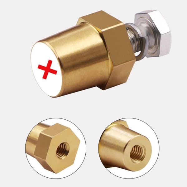 2 stk. sekskantede terminalstik i messing til bilbatteri positiv