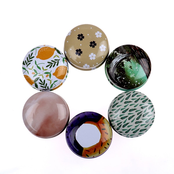 1 STK/12 Stk Mini Elegant Blomster Tin Box DIY Candle Jar Balm Rund 12Pcs E