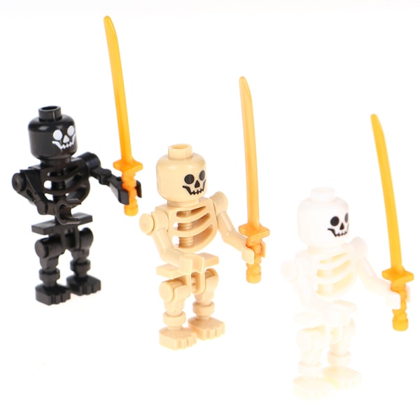 Sæt med 10 stk Skull go figurer byggeklodser legetøj black