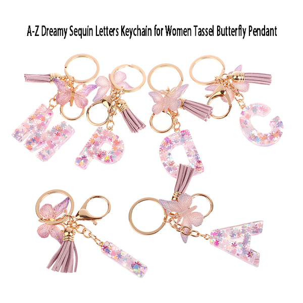 1 kpl A-Z Letters avaimenperä naisille Tupsu Butterfly Pendant Ini H