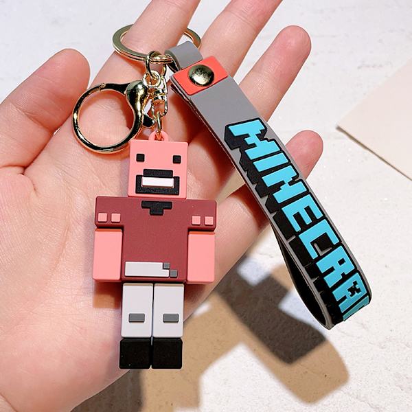 Nyt 3D-spil Minecraft PVC nøglering Ainme Steve Creeper My World A3