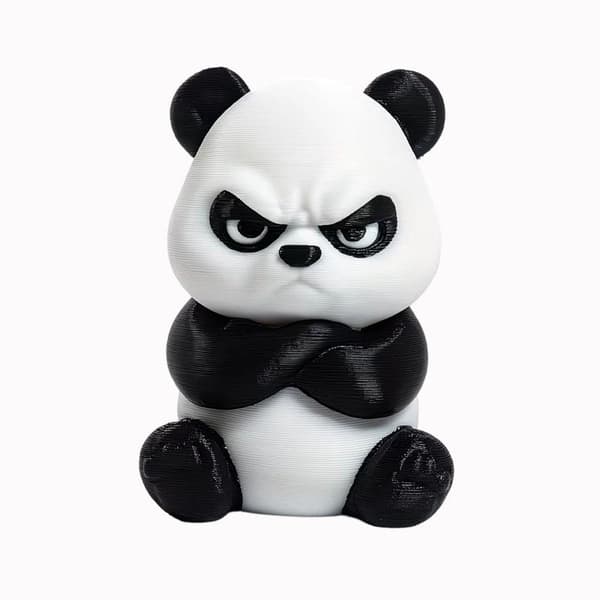 3D-printad arg pandafigur med vresig design, utsökt heminredning