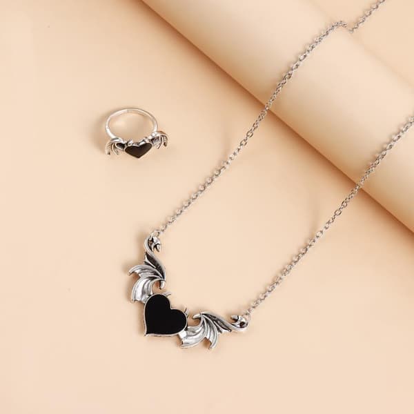 Estetisk Goth Devil Hjerte Pigtråd Choker Halskjede Punk Hip A