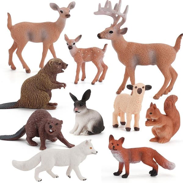 Ny hjortefamilie og ræv miniature kunstige dyrefigurer A7