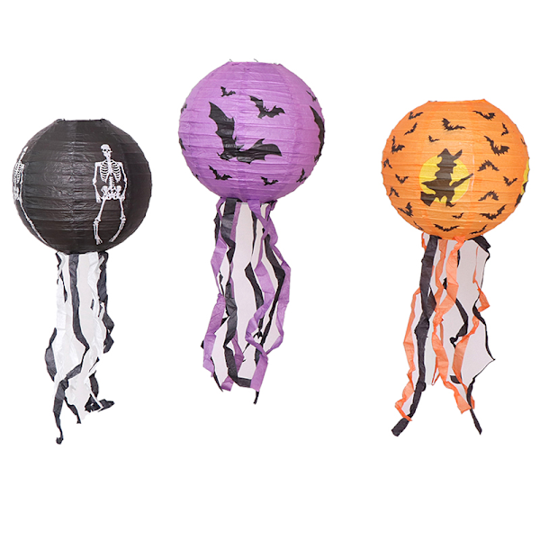Halloween-paperilyhty kurpitsa hämähäkki kallo lepakko riippuva lyhty E