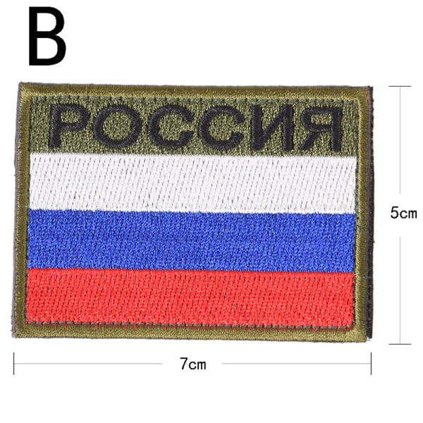 Venäjän lipulla kirjailtu sotilaallinen taktinen reppumerkki B