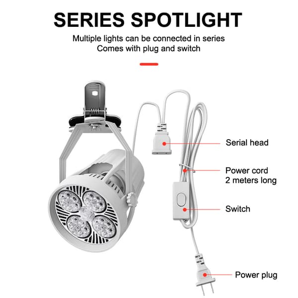 LED E27 skinnespotlight brakettbase 2-leder skinnetaklampeholder A13