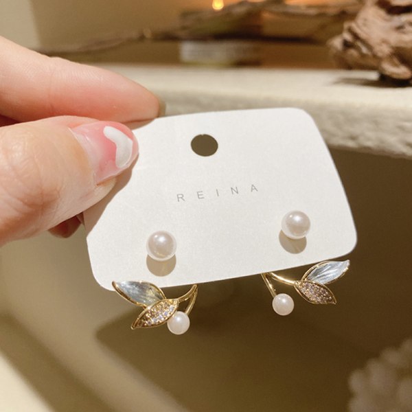 1 Par New n Light Luxury Pearl Flower Stud Øreringe Personlighed