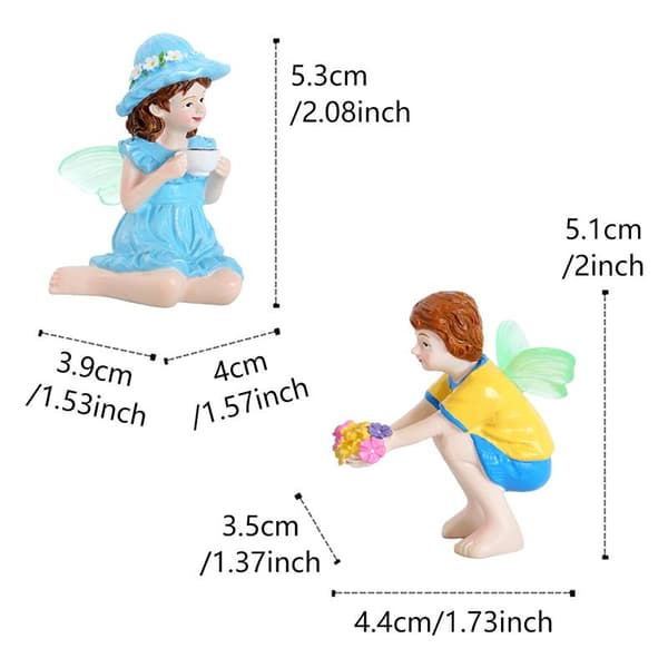 2 stk morsom fe-gutt og -jente statue