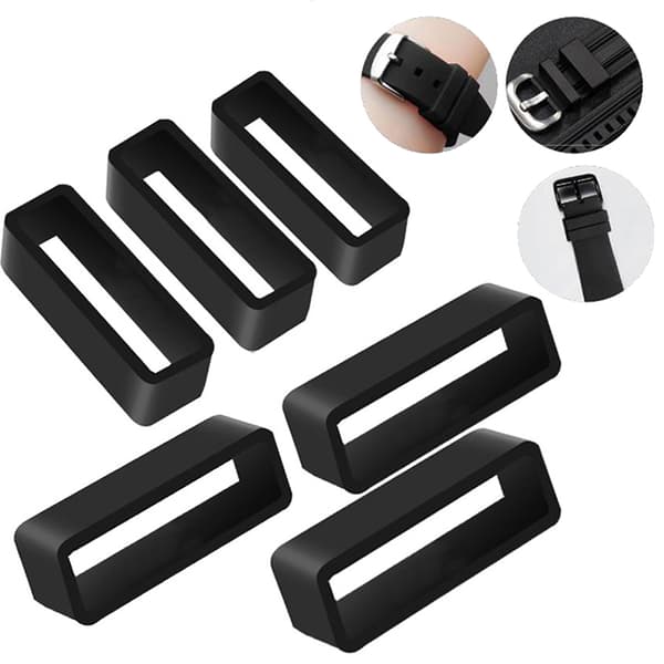 7 Størrelse Sort Silikone Urrem Holdebøjle Loop Gummi Bu 20mm