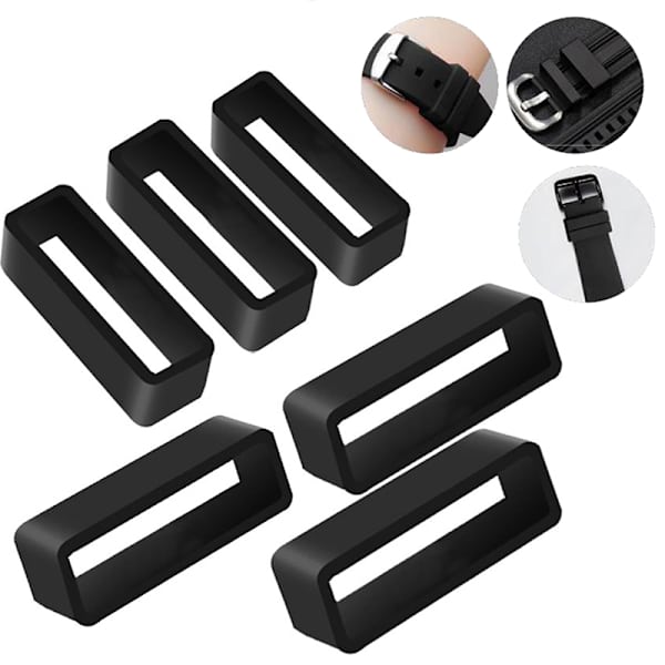 7 Størrelse Sort Silikone Urrem Holdebøjle Loop Gummi Bu 26mm