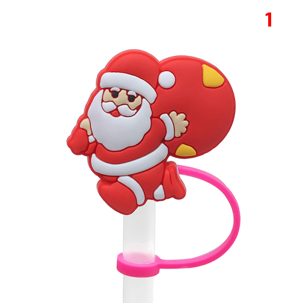 Silikoninen olkitulppa 7-8 mm:n pilleille Cartoon Santa Claus Drinki 13