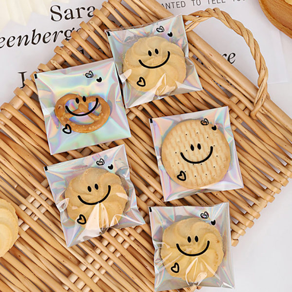 100 stk Snowflake Crisp Cookie emballagepose Selvklæbende pose B 100pcs