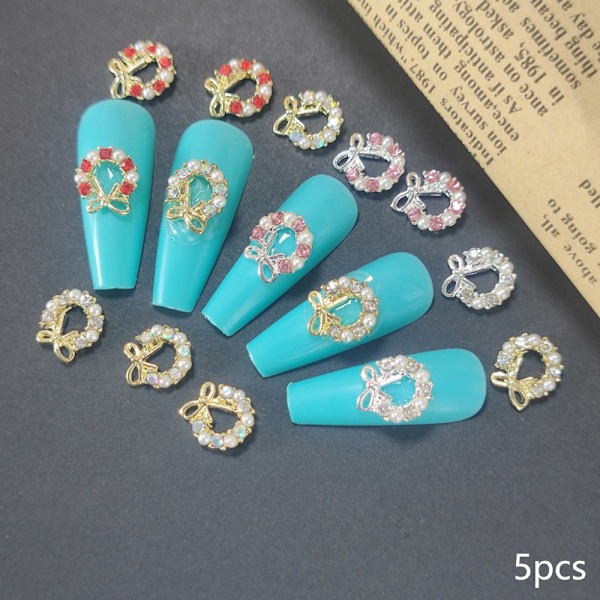 5 stk 3D Rhinestone Krystall Nail Art Garland Perle Dangle Charms A4