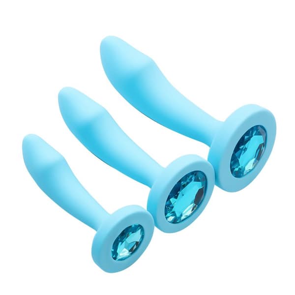1/3 st silikon anal butt plug pärlor träningsset prostatamassage Blue L