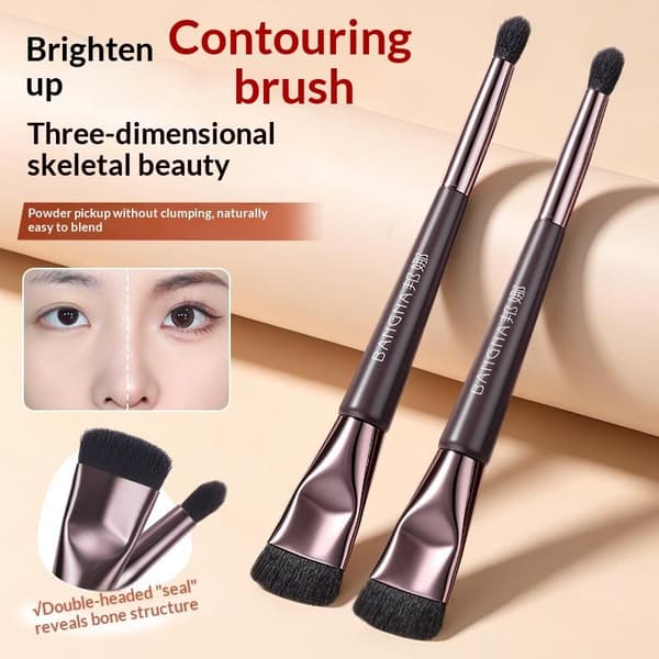 Enkelt makeupbørste Brun syntetisk fiber Multifunktionel pudder 15cm