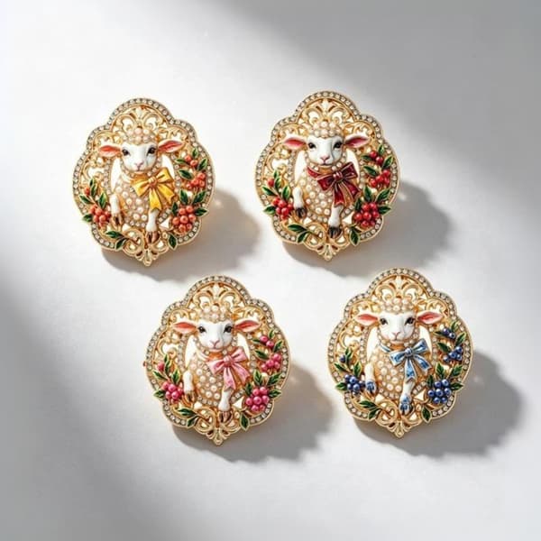 1 stk. e Fårebrocher Rhinestone Fransk Hof Gedens År A2