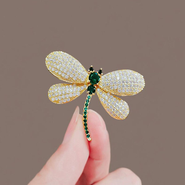 Grønn Rhinestone Metal Insekt Brosje Krystall Corsage Pin Fashion