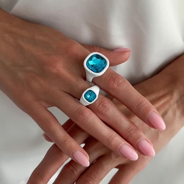 2 st/set trendig gnistrande akryl strass öppen ring för kvinnor A2