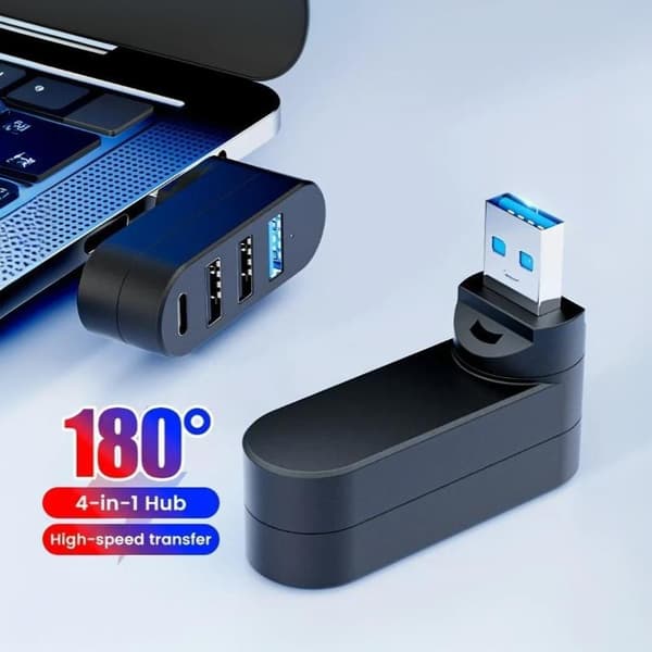 180 roterbar USB 30 Hub 3 4 portar Typ C Splitter Höghastighets D A3