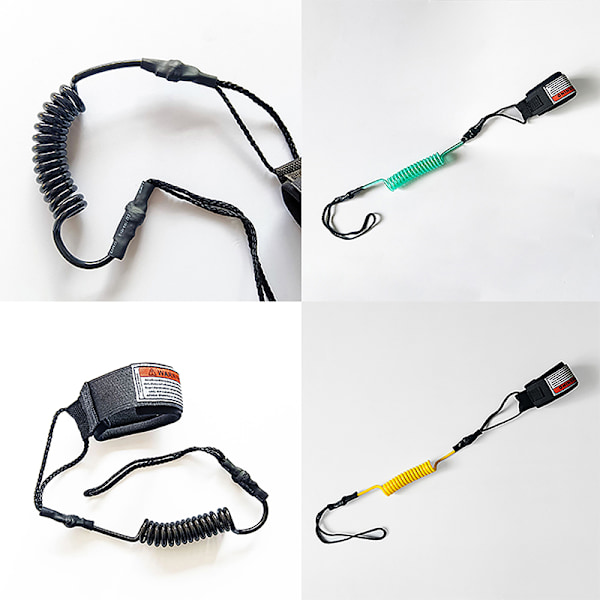 Coiled Surfboard Leash Surfing Stand UP Paddle Board Ankel Leas Black
