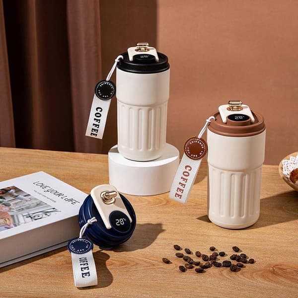 Rustfrit stål isoleret kop display temperatur kaffekop li A7