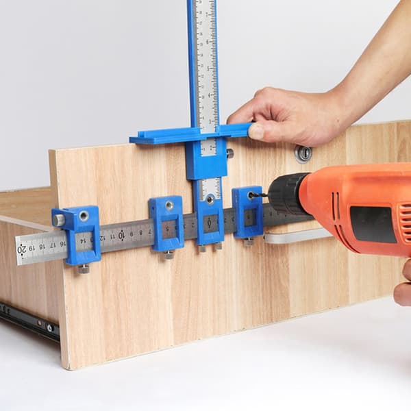 Trebearbeiding Drill Punch Locator Jig Drill Guide Cabinet Håndtak blue