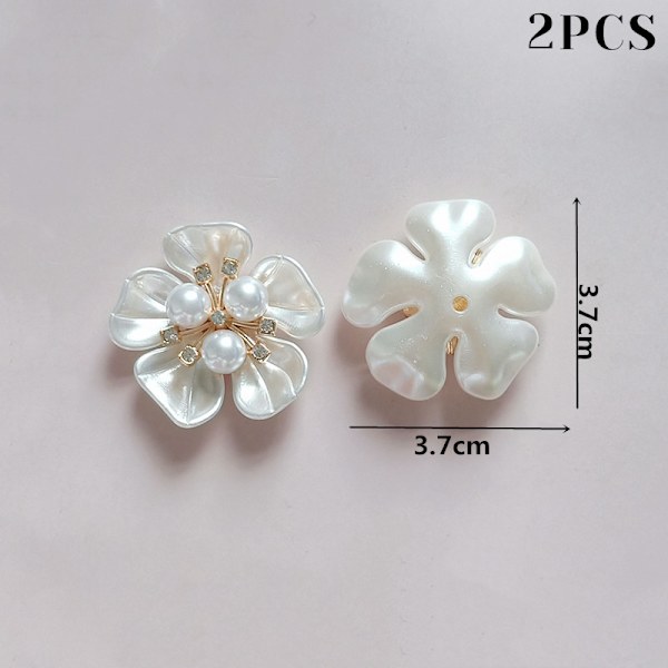 2 STK Flower Pearl Strass Knappar Hantverk Kläder Legering Metall A3