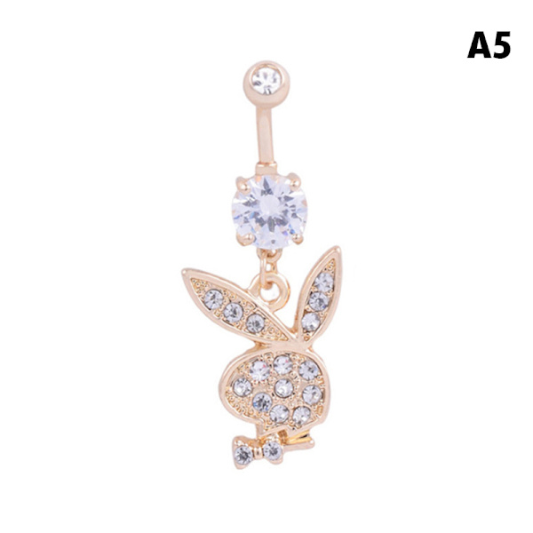 1 PC Bunny Dangle Belly Ring kivetty CZ Gems kirurginen teräs A5