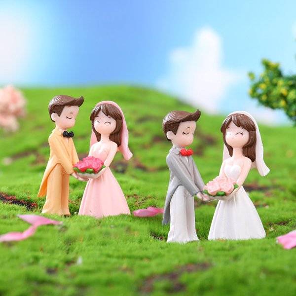 1 Par Lovers Micro Landscape Figurines Mini e Fairy Garden Hom White