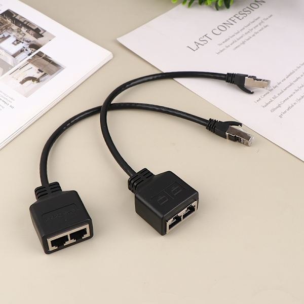 Ethernet Splitter RJ45 1 hann til 2 hunn LAN Ethernet-kabel 31cm