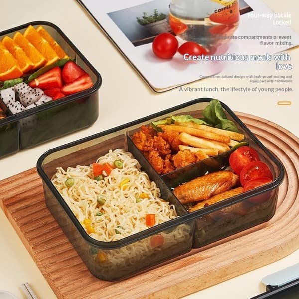 2/3-rums Bento Madkasse med Lækagesikkert Låg A2