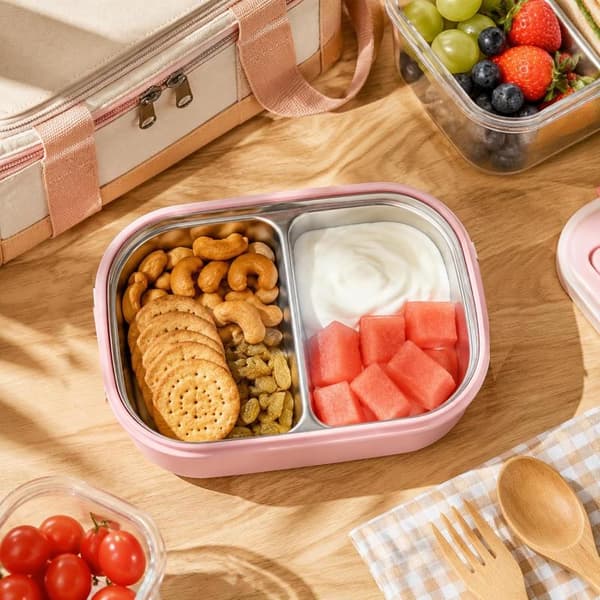 Madkasse 304 rustfrit stål, opdelt bento-boks Pink