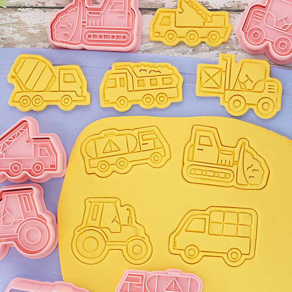 8 Stk/Set Køretøj Bil Cookie Forme 3D tegneserie Cookie Form Biscu A