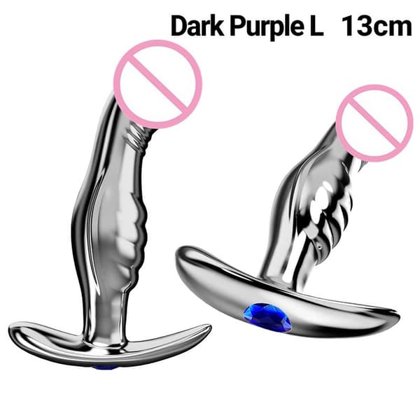 1 st metall dildo analplugg prostatastimuleringsmassageverktyg annons Dark Blue L