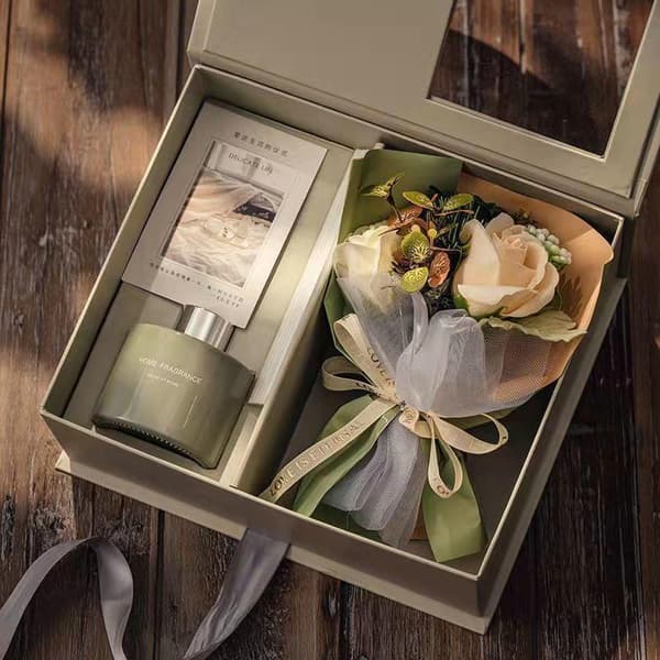 Premium Aromaterapi Diffuser Kunstig Blomst Gavesett Lang L A2