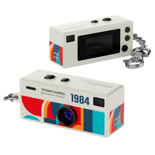 Bärbar Mini Tumkamera Nyckelring Mini Actionkamera LCD-skärm White